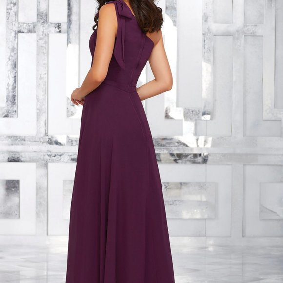Morilee 21539 One Shoulder Chiffon Bridesmaids Dress Dew Drop Color - Picture 3 of 6